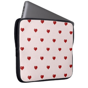 Housse Pour Ordinateur Portable Pastel rose avec manches électroniques Coeurs roug