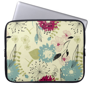 Housse Pour Ordinateur Portable Pastel Tones Retro Floral Design
