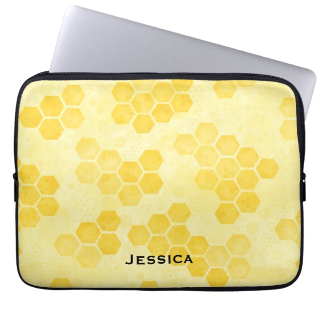 Housse Pour Ordinateur Portable Pastel Yellow Honeycomb Pattern Personalised (Devant)