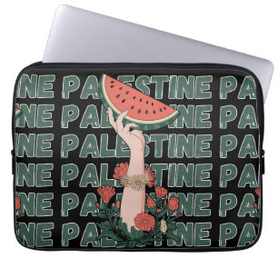 Housse Pour Ordinateur Portable pastèque, fleurs et palestine Texte Répéter