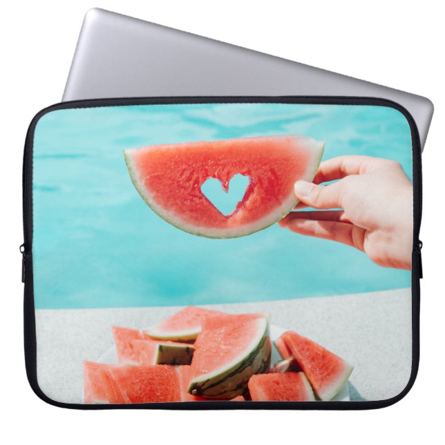 Housse Pour Ordinateur Portable pastèque tranchée sur papier blanc (Devant)