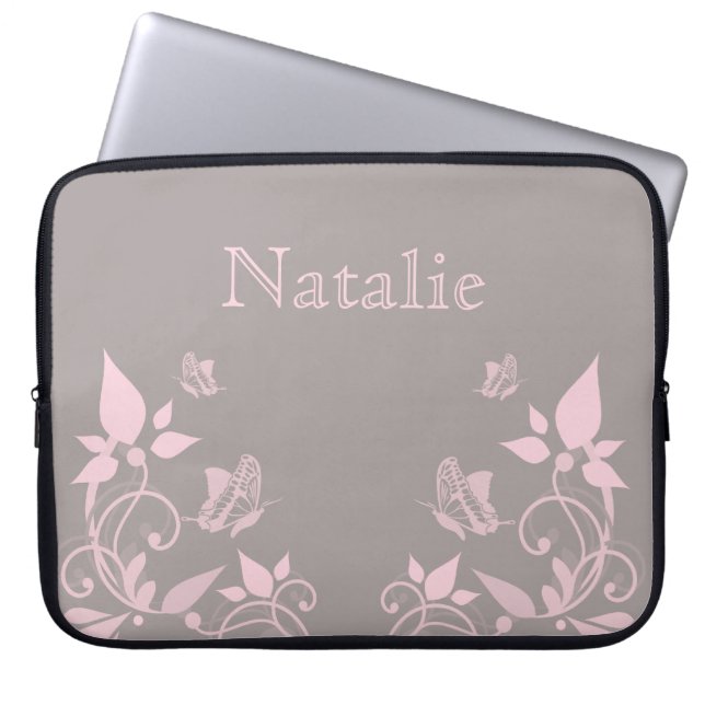 Housse Pour Ordinateur Portable Pastille rose Floral Electronique (Devant)