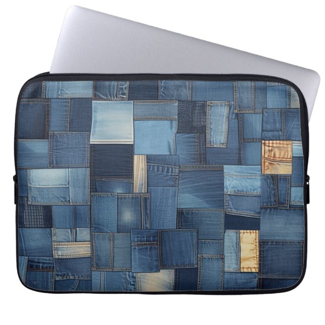 Housse Pour Ordinateur Portable Patchwork Denim (Devant)