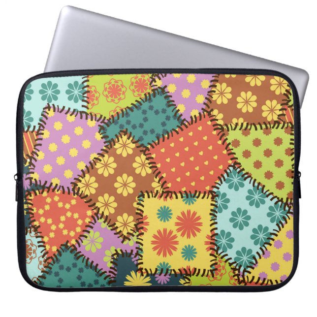 Housse Pour Ordinateur Portable Patchwork Eclectique : Mélange Motif Diverse (Devant)