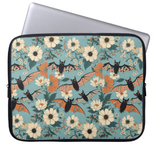 Housse Pour Ordinateur Portable Patchwork Floral Chauves-Souris et Fleurs d'Hallow