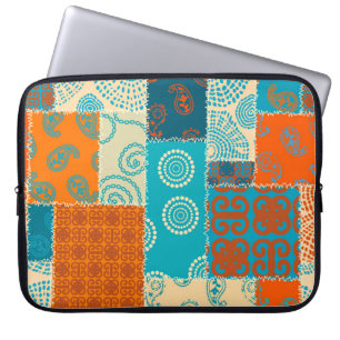 Housse Pour Ordinateur Portable patchwork indien, arrière - plan vintage sans soud