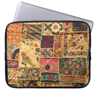 Housse Pour Ordinateur Portable Patchwork indien : Tissu du marché de Hampi.
