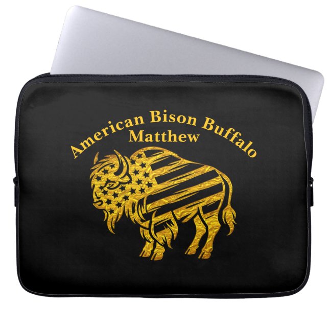 Housse Pour Ordinateur Portable Patriotic Gold Bison Design (Devant)