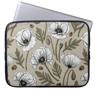 Housse Pour Ordinateur Portable Pavot blanc et coccinelle