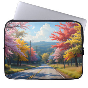 Housse Pour Ordinateur Portable Paysage à l'aquarelle de route de campagne automna