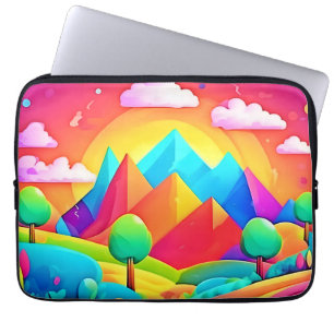 Housse Pour Ordinateur Portable Paysage de dessin animé Arc-en-ciel
