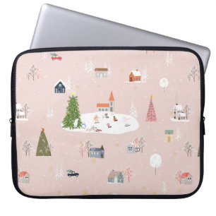 Housse Pour Ordinateur Portable Paysage de Noël mignon et motif en t