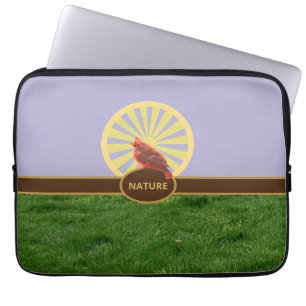 Housse Pour Ordinateur Portable Paysage élégant et oiseau rouge
