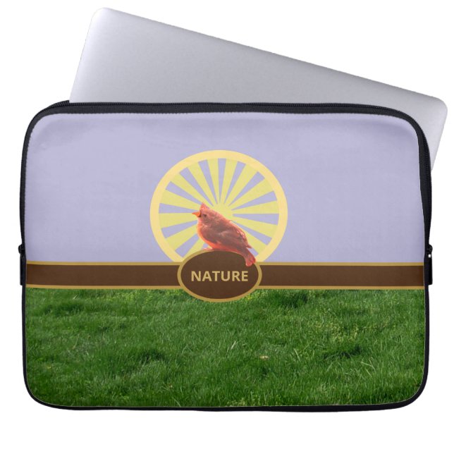 Housse Pour Ordinateur Portable Paysage élégant et oiseau rouge (Devant)