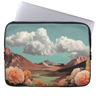 Housse Pour Ordinateur Portable Paysage Montagnard Floral Surréaliste Avec Nuages