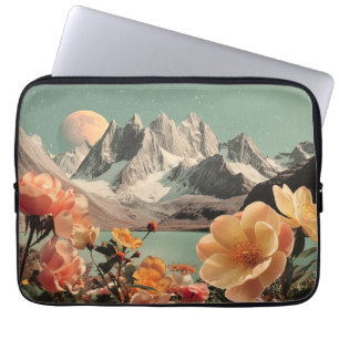 Housse Pour Ordinateur Portable Paysage Montagneux Surréaliste Avec Fleurs en Fleu