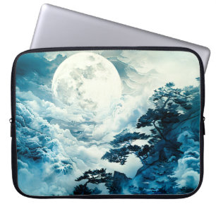 Housse Pour Ordinateur Portable Paysage mystique de montagne au clair de lune