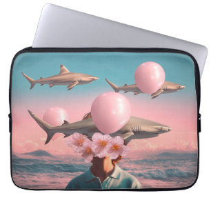 Housse Pour Ordinateur Portable Paysage onirique surréaliste avec des requins et d