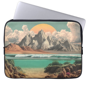 Housse Pour Ordinateur Portable Paysage surréaliste d'océan et de montagnes avec d