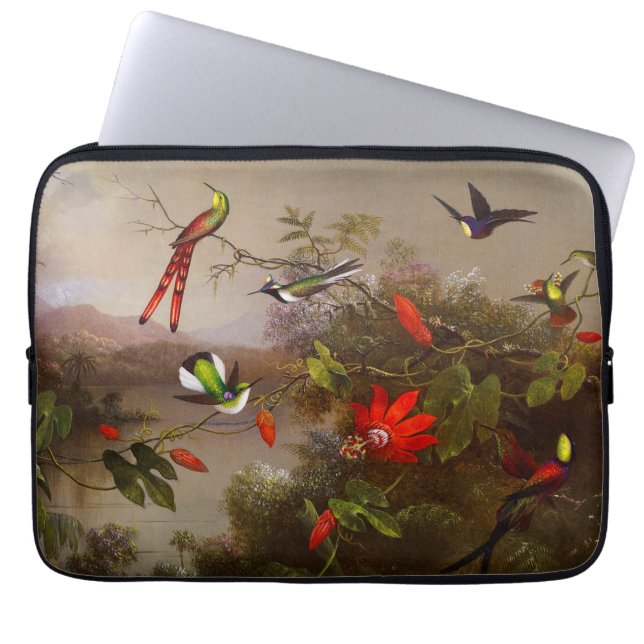 Housse Pour Ordinateur Portable Paysage tropical avec dix colibris (Devant)
