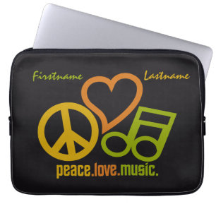Housse Pour Ordinateur Portable Peace Love Music Manches personnalisées pour ordin