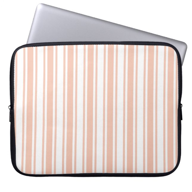 Housse Pour Ordinateur Portable Peach and white candy stripes (Devant)