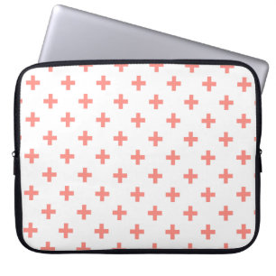 Housse Pour Ordinateur Portable Peach polka croise sur blanc