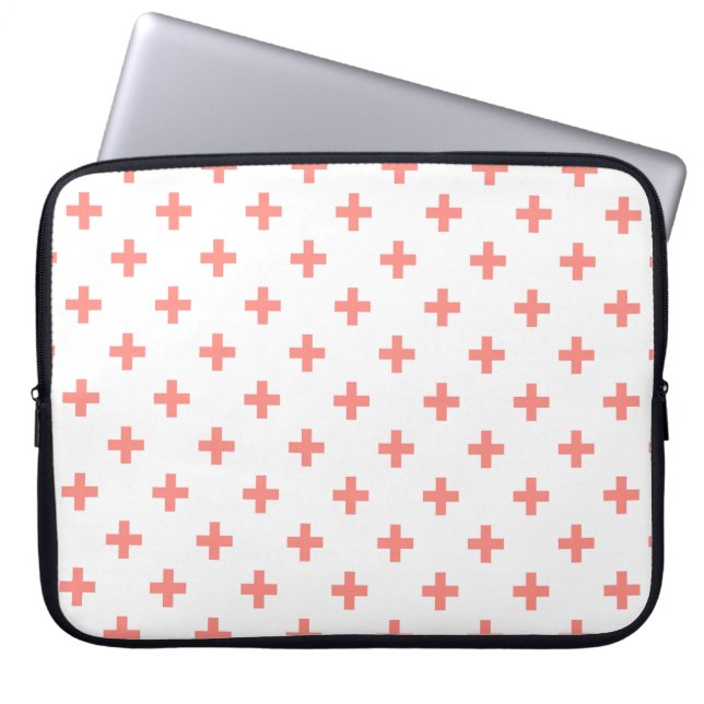 Housse Pour Ordinateur Portable Peach polka croise sur blanc (Devant)