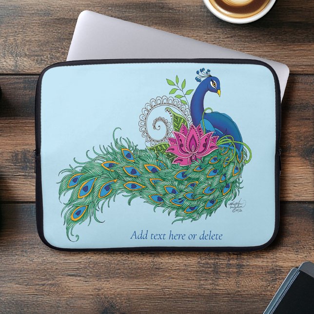 Housse Pour Ordinateur Portable Peacock Blue Lotus Llower Henna (Créateur téléchargé)