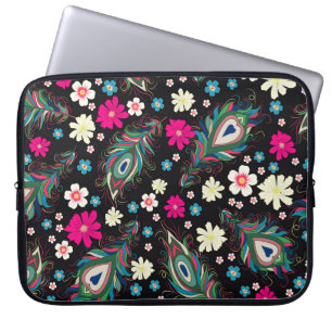 Housse Pour Ordinateur Portable Peacock Plumes Broderie Motif sans fil