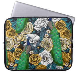 Housse Pour Ordinateur Portable Peacocks dans le jardin rose 3