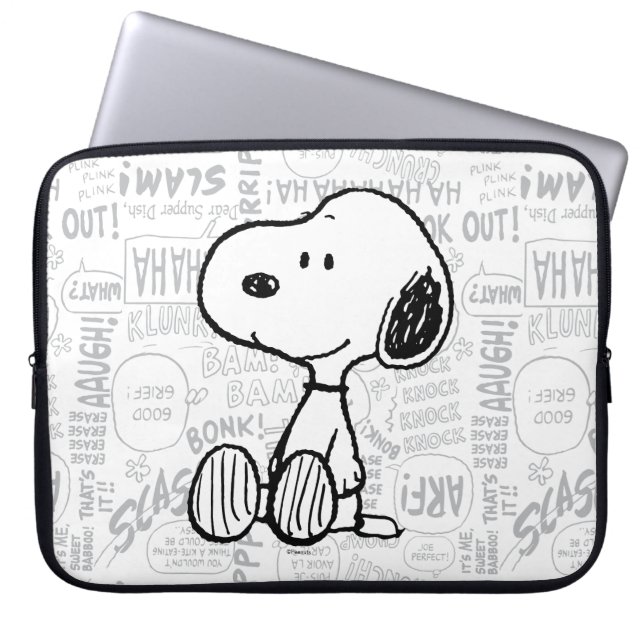 Housse Pour Ordinateur Portable PEANUTS | Snoopy sur Black White Comics 2 (Devant)