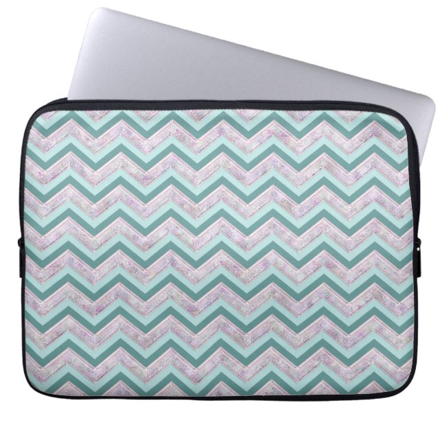 Housse Pour Ordinateur Portable Pearl Floral Turquoise ZigZag Motif (Devant)