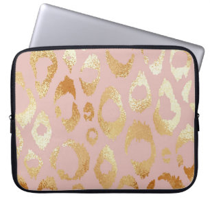 Housse Pour Ordinateur Portable Peau léopard, texture or rose