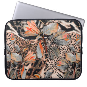 Housse Pour Ordinateur Portable Peaux animales d'afrique sauvage avec patte de fle