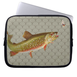 Housse Pour Ordinateur Portable Pêche vintage à la truite arc-en-ciel