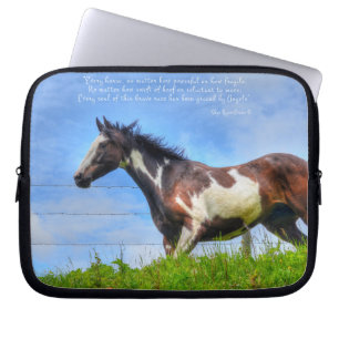 Housse Pour Ordinateur Portable Peindre Stallion et Cloud Fenceline & Poème