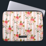 Housse Pour Ordinateur Portable Peines et rayures roses blanches Personnalisées<br><div class="desc">Manche portable personnalisable avec fleurs roses et motif rayures. Cet élégant motif est également disponible dans une variété de produits.</div>