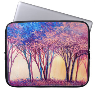 Housse Pour Ordinateur Portable Peinture à l'huile d'arbres colorés. Image Abstrai
