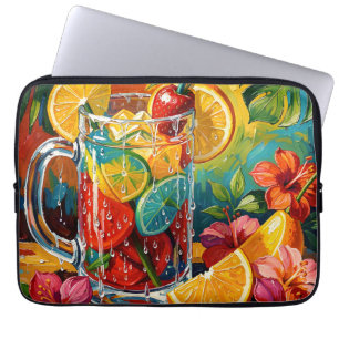 Housse Pour Ordinateur Portable Peinture à l'huile impasto de cocktail d'été tropi