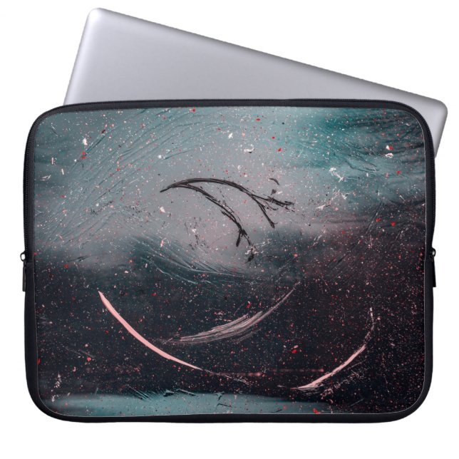Housse Pour Ordinateur Portable Peinture abstraite blanche et bleue (Devant)