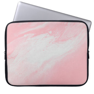HOUSSE POUR ORDINATEUR PORTABLE PEINTURE ABSTRAITE ROSE ET BLANCHE