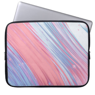 HOUSSE POUR ORDINATEUR PORTABLE PEINTURE ABSTRAITE ROSE ET BLANCHE