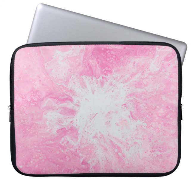 HOUSSE POUR ORDINATEUR PORTABLE PEINTURE ABSTRAITE ROSE ET BLANCHE3 (Devant)