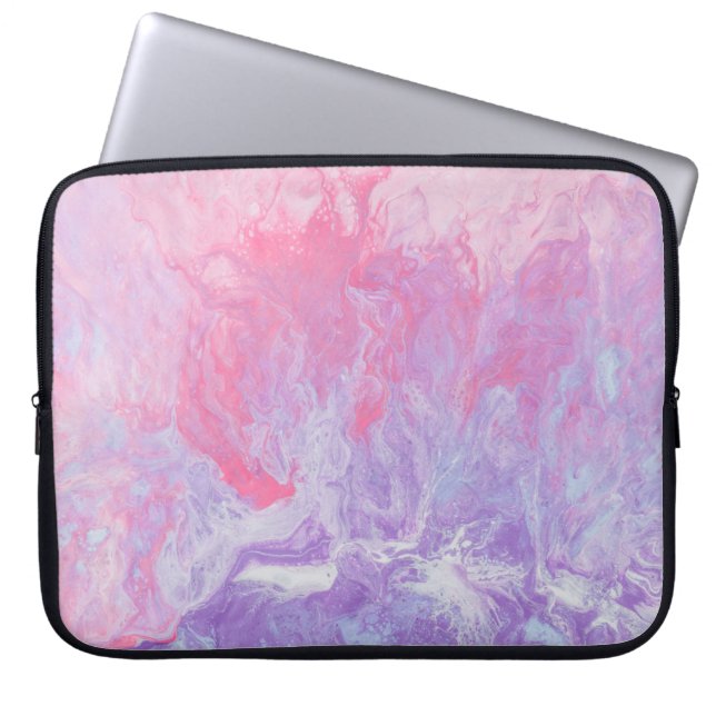 HOUSSE POUR ORDINATEUR PORTABLE PEINTURE ABSTRAITE ROSE ET PURPLE (Devant)