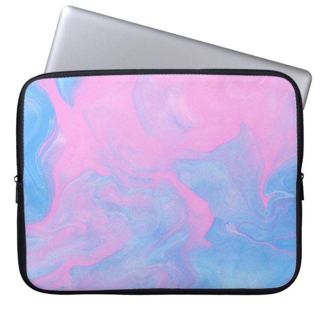 Housse Pour Ordinateur Portable PEINTURE ABSTRAITE turquoise ET BLANCHE (Devant)