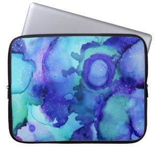 Housse Pour Ordinateur Portable Peinture abstraite violette et blanche