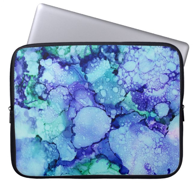 Housse Pour Ordinateur Portable Peinture abstraite violette et bleue (Devant)