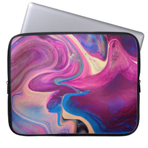 Housse Pour Ordinateur Portable Peinture acrylique violet et bleu