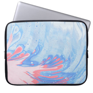 HOUSSE POUR ORDINATEUR PORTABLE PEINTURE BLEU BLANC ET ROUGE ABSTRAIT